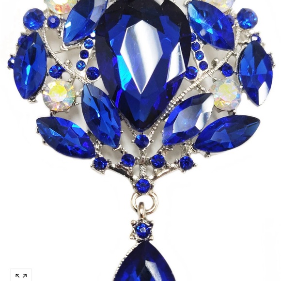 Dazzling Sapphire Blue Brooch Aratta Elsa Pin - Picture 2 of 4